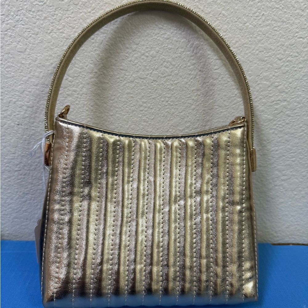 Chic Metallic Gold Quilted Handbag
